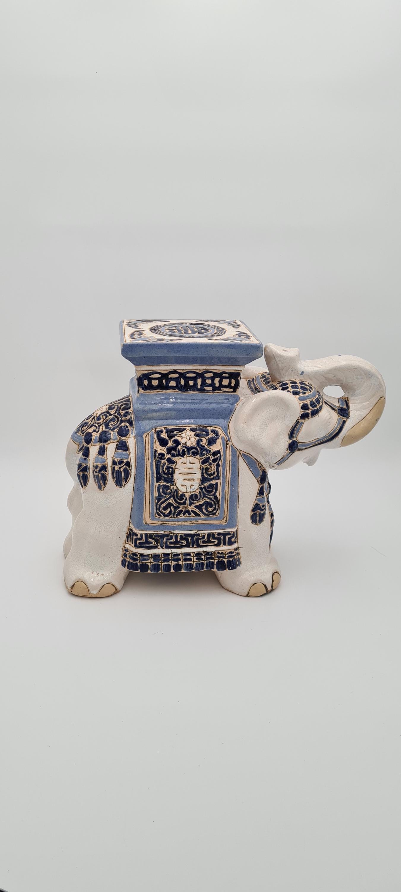 Plaque De Cocktail Peinte à La Main - Éléphant Avec Dame Nue Sur Chêne - Vintage