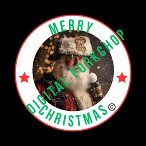 Digitale download brandweerman verkleed als kerstman kerst-png met transparante achtergrond