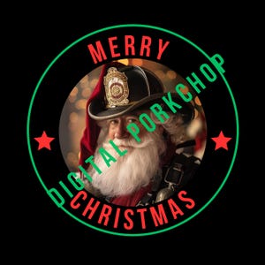 Digitale download brandweerman verkleed als kerstman kerst-png met transparante achtergrond