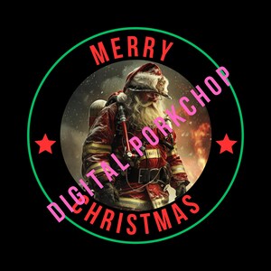 Digitale download brandweerman verkleed als kerstman kerst-png met transparante achtergrond
