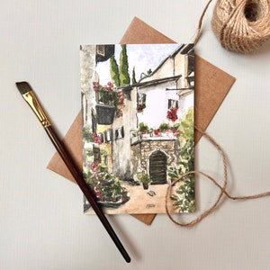Notecard Set | Beautiful Italian Street Scene | Watercolor Greeting Card Set | Packs of 4 or 8 | Free Shipping