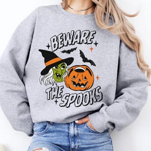 Retro Halloween-heksenshirt Vintage Halloween-sweater voor Halloween Retro-shirt voor Spooky Season-sweater Retro Herfst Halloween-pompoen