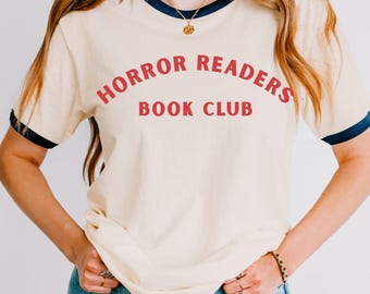 Horror Readers Book Club Tshirt: Book lover gift, Bookish shirt, Bookworm, Reader Gift, Book Crewneck Reading Shirt