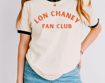 Universal Studios Monsters Lon Chaney Fan Club tshirt: Retro Horror Ringer Tee for Horror movie fans