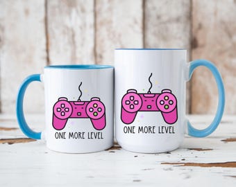 One More Level Coffee Mug for Gamer Girlies: Gifts for Gamers, Cute Retro Mug for Gamers, Cozy Gamer Gift