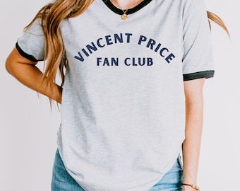 Vincent Price Fan Club tshirt: Retro Horror Ringer Tee for Horror movie fans