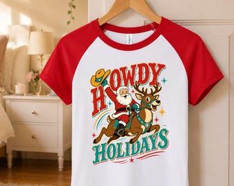 Howdy Holidays Santa Western Christmas T-Shirt