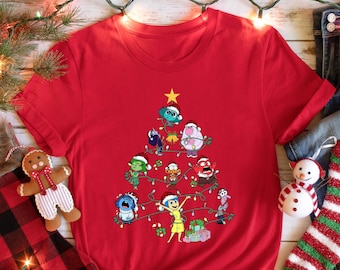 Inside Out Characters Christmas Lights Tree Shirts, Inside Out 2 Tees, Inside Out Merry Christmas, Disneyland Shirt, Christmas Kids Gift Tee
