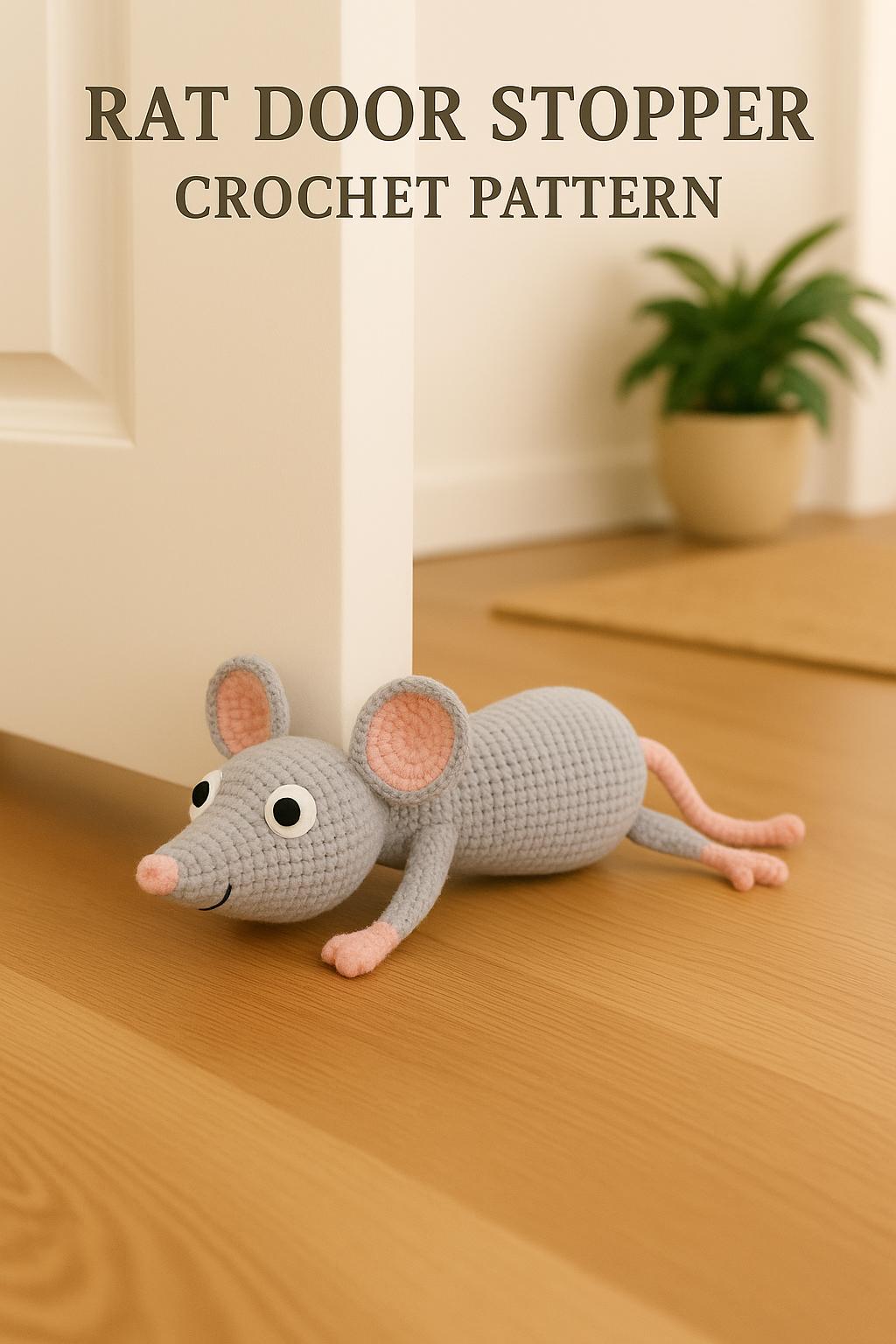 Rat Door Stopper Crochet Pattern PDF – Funny Amigurumi Doorstop DIY, Home Decor Crochet Pattern, Instant Download