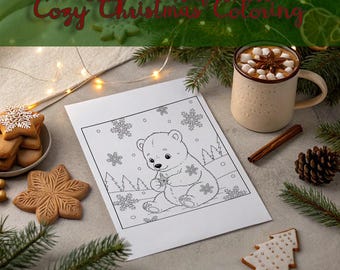 Merry Mindfulness: Pacchetto da colorare natalizio accogliente / 12 stampe natalizie in bianco e nero