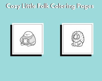 Pagine da colorare di creature fantastiche / Arte popolare accogliente (download digitale)