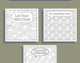 Pagine da colorare per la calma con ADHD / Semplice cura di sé, sollievo dallo stress (download digitale)