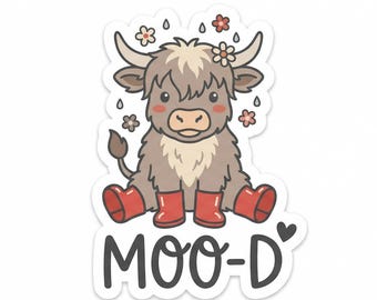 Mucca delle Highlands Moo-d PNG, adesivo divertente, rivestimento per bicchiere (download digitale)