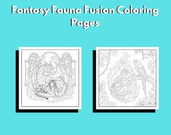 Libro da colorare di animali mitologici / Disegni di animali selvatici fantasy (PDF)