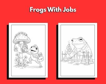 Frogs with Jobs Coloring Pages: Funny Animal Career Art (PDF Pack A4)
