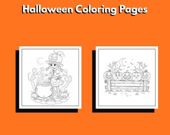 Pagine da colorare spettrali di Halloween / 10 stampe artistiche (PDF)