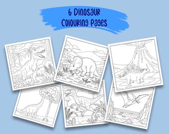 Disegni da colorare di dinosauri - 6 disegni stampabili per bambini (download immediato)
