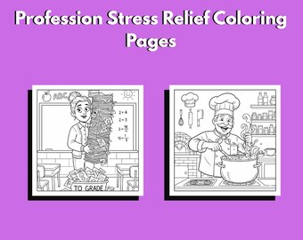Pagine da colorare per alleviare lo stress professionale / 10 divertenti stampabili sul posto di lavoro / Semplici disegni lineari per adulti