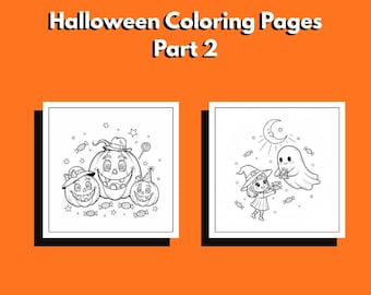 Disegni da colorare di Halloween / Disegni al tratto stampabili per bambini (Download digitale)