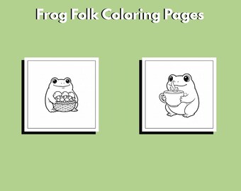 Pagine da colorare di rane / 10 stampe fantasy accoglienti (download digitale)