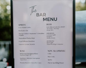 Chic Wedding Bar Signage | Custom Digital Menu