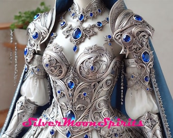 Silver Women's Armor Inlaid with Sapphires- Spirit Companion Offering