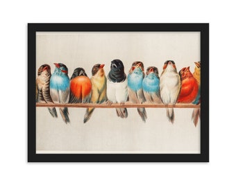 Framed matte paper poster of birds