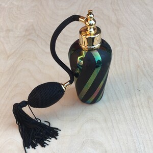 NOS iridescent perfume bottle with atomizer image 2