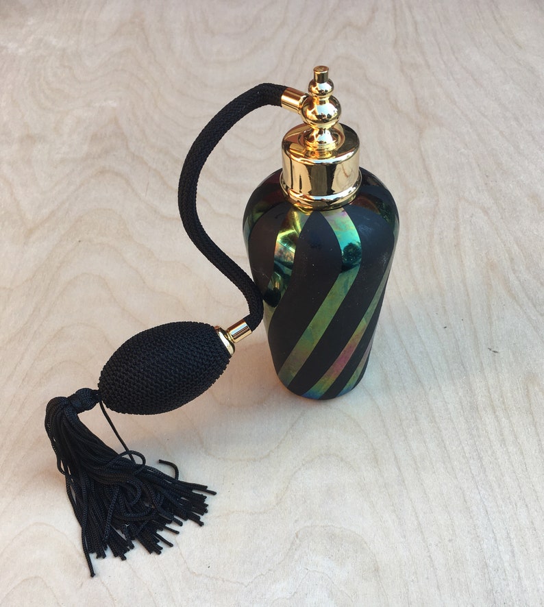 NOS iridescent perfume bottle with atomizer image 2