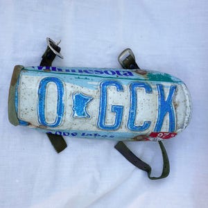Metal bracer made from license plate Post apoc style