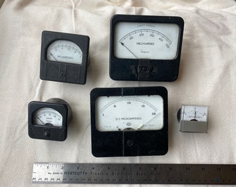 5 Assorted vintage panel meters