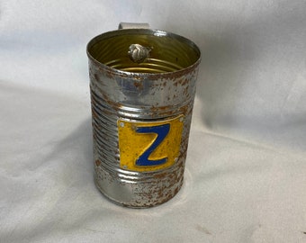 Tin can beer mug Letter Z from license plate