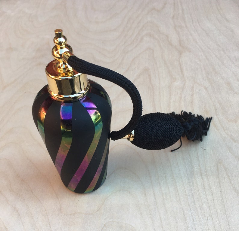 NOS iridescent perfume bottle with atomizer image 3