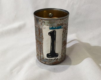 Tin can beer mug Number 1