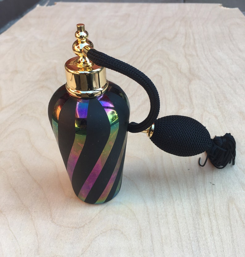 NOS iridescent perfume bottle with atomizer image 1