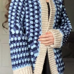 Blue Hexagon Cardigan - Small