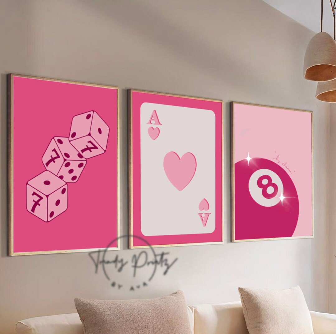 Trendy Pink Wall Art Decor 3 Bundle Prints Preppy Room Decor, Preppy ...