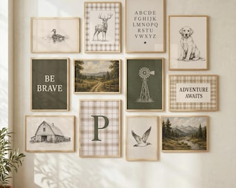 70+ Vintage Boy Nursery Prints Neutral Baby Room Decor Boho Nursery Wall Art Animal Poster Bundle Cottagecore Baby Art Little Boy Room Decor