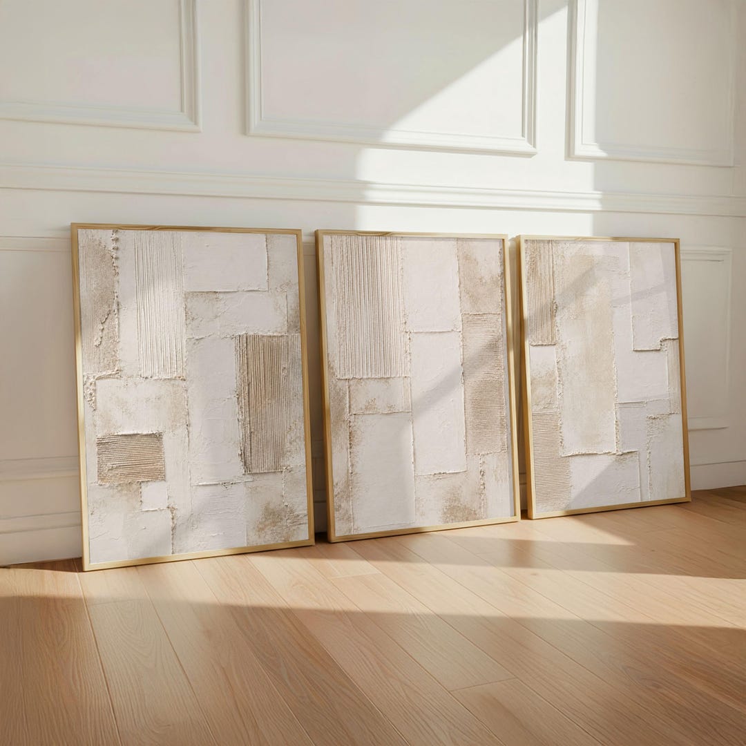 Neutral Textured Wall Art Set of 3, Wabi Sabi Wall Art Abstract Prints ...
