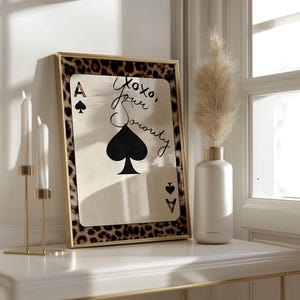 Arte murale personalizzata alla moda con leopardi della confraternita, stampa di carte da gioco, poster retrò da ragazza, arte murale personalizzata per appartamento e college, arte chic con motivo a ghepardo