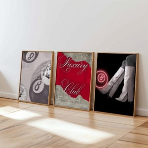 Trendy Red and Black Gallery Wall Set of 3 Fashion Stylist Prints Vintage glam Decor edgy aesthetic girly Dorm wall art fashion magazine art