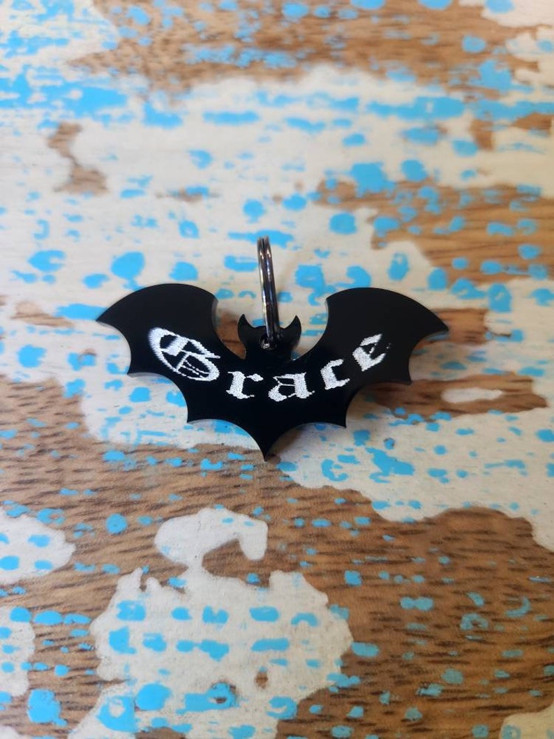 Personalized Gothic Bat Pet Tag image 2