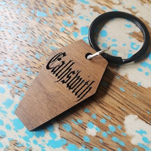 Coffin Pet ID Tag- Walnut Wood