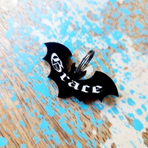 Personalized Gothic Bat Pet Tag image 1