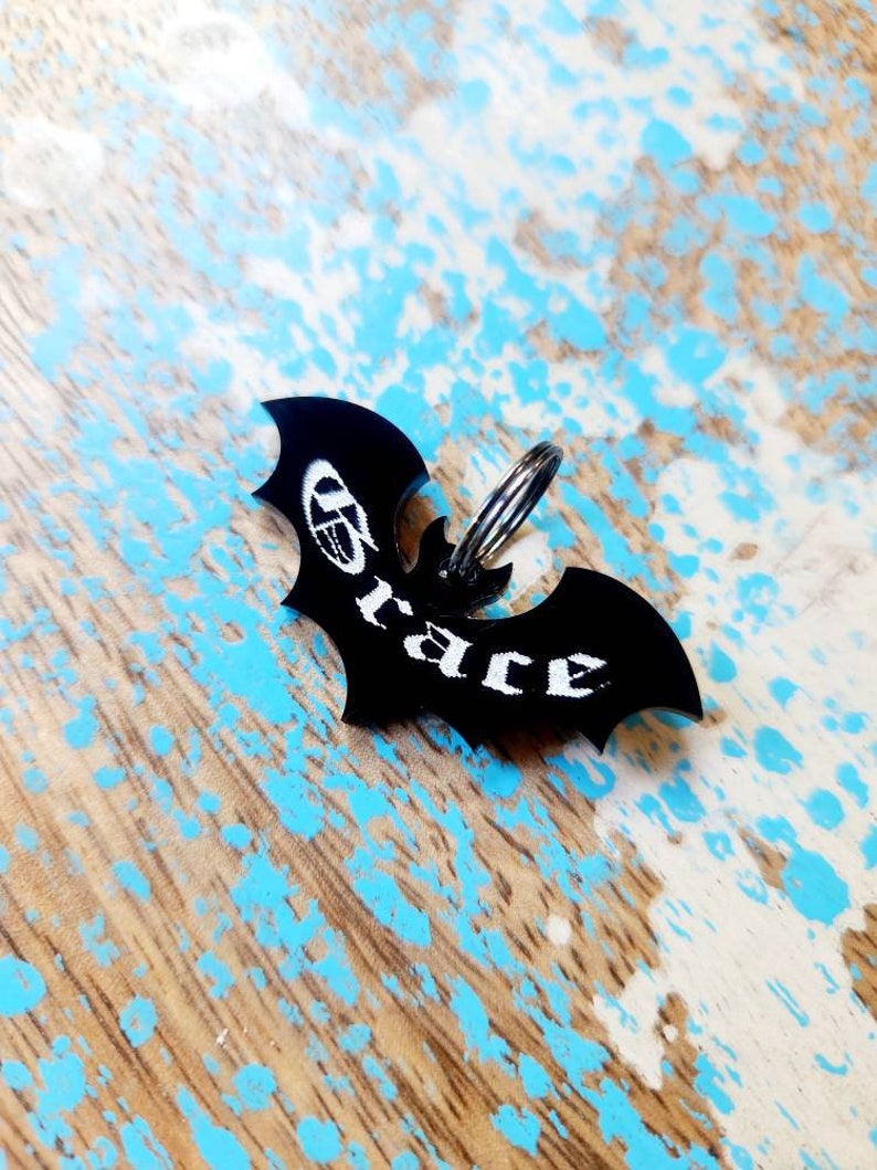 Personalized Gothic Bat Pet Tag image 1