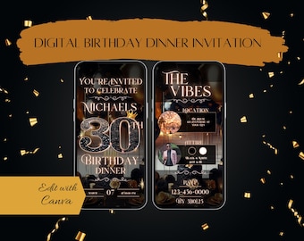 Animated Birthday Dinner Evite: Customizable Template (Canva Download)