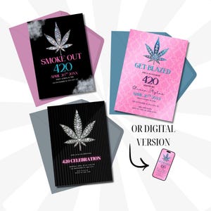 Weed 420 Party Einladung - Lebendige, von Cannabis inspirierte Einladung für Events, Stoner Treffen, Cannabis-Enthusiasten, Canva Vorlage