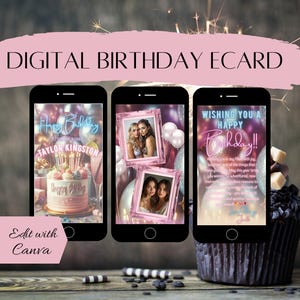 Animated Birthday E-Card: Editable Canva Video Template (Instant Download)