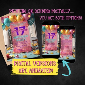 Balloons, Confetti, Birthday Canva Template | Digital Invitation | Printable Invitation | E-Invite | Electronic Invite | Instant Download
