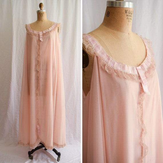 1960s Nightgown Odette Barsa Vintage 60s Rose Gold Floaty Etsy